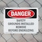 Signmission Safety Grounds Installed Remove Before Energizing Danger Sign, Plastic, 10in W x 7in L, 2PK OS-2PACK-DS-P-710-L-2295 - alternate 6